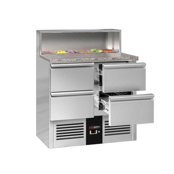 Pult za pripremu salate PREMIUM - 903 mm - 4 ladice - Sa nadogradnjom od nehrđajućeg čelika za 5x GN 1/6
