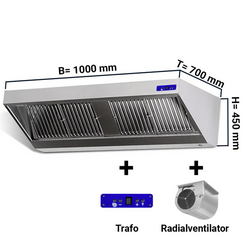 Exaustor de parede 1,0 m - com motor, controlador, filtro e lâmpada