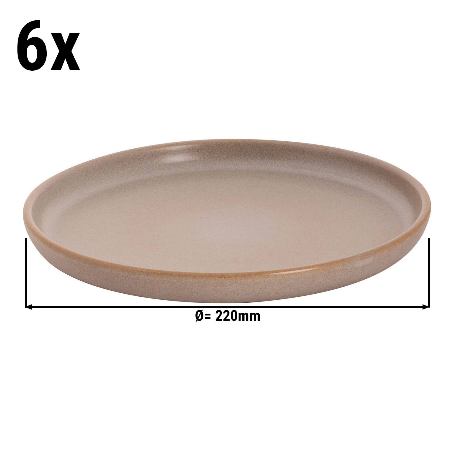 (6 Pièces) SANDY LOAM - Assiette - Plate - Ø 220 mm - Gris