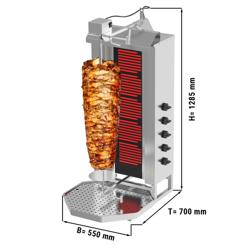 Elektromos Gyros sütő - 5 égő - 9 kW - max. 80 kg - Asztali kivitel - tartozékokkal: összecsukható ajtók (balról-jobbról), zsírfogó tálca