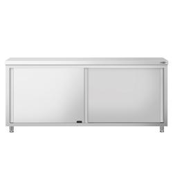 Table armoire en acier inoxydable PREMIUM - 2000x700mm - avec portes coulissantes - passe-plats