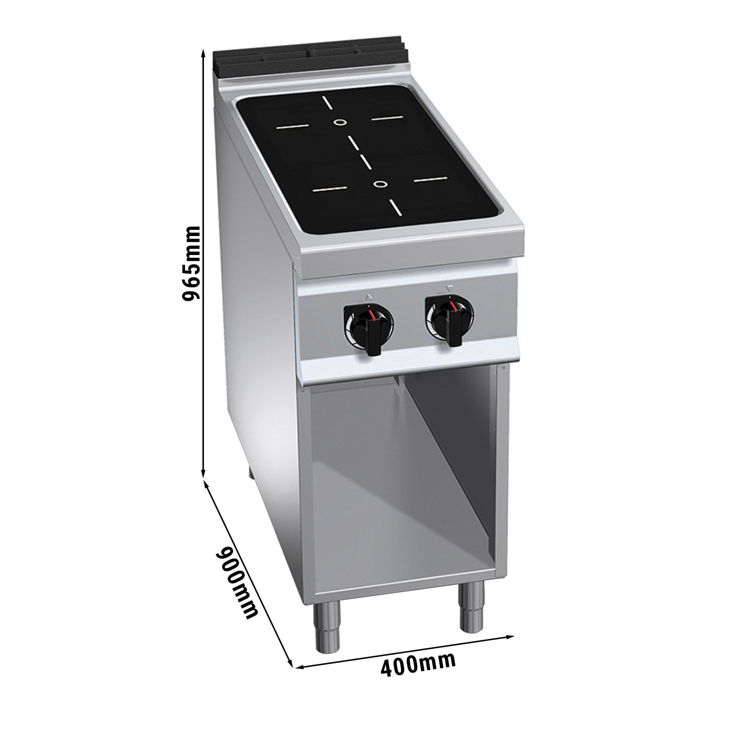 Fourneau à induction - 10kW - 2 foyers - sur placard ouvert