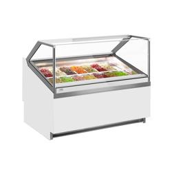 Ice Cream Serve Over Counter | IVY - 1292mm - with LED lighting - for 14 x 5 litres Napoli pans - Ventilated cooling - White