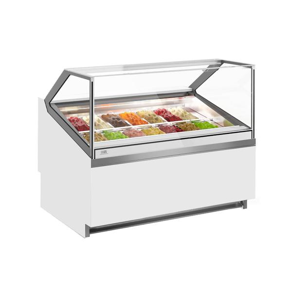 Commercial Ivy Ice Cream Display Freezer – 14 × 5 L Napoli pans - 1292 mm - Ventilated - White