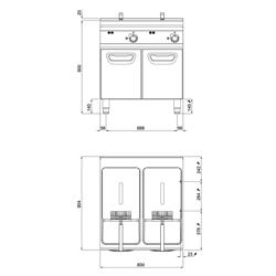Dubbele elektrische friteuse - 22+22 liter - 44 kW - mechanische bediening