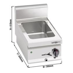Elektrische bain-marie - 700W - 3x GN 1/4 - met (glazen) spatscherm - met aftapkraan