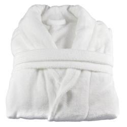 (12 adet) Otel Tipi Şal Yaka Bornoz - %60 Pamuk - %40 Polyester - Unisex - Beden: M - Beyaz