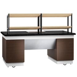 Bakery Display Counter DUBLIN - 2000mm - with 2 shelves - on castors - black granite worktop