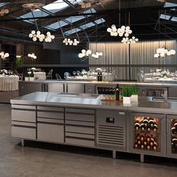 Commercial Counter Fridge PREMIUM PLUS - 2452x600mm - with 8 drawers [1/2] - with upstand - capacity 510 litres