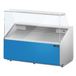 Koeltoonbank - 1256x979mm - 262 liter - front hellblauw - rechte ruit