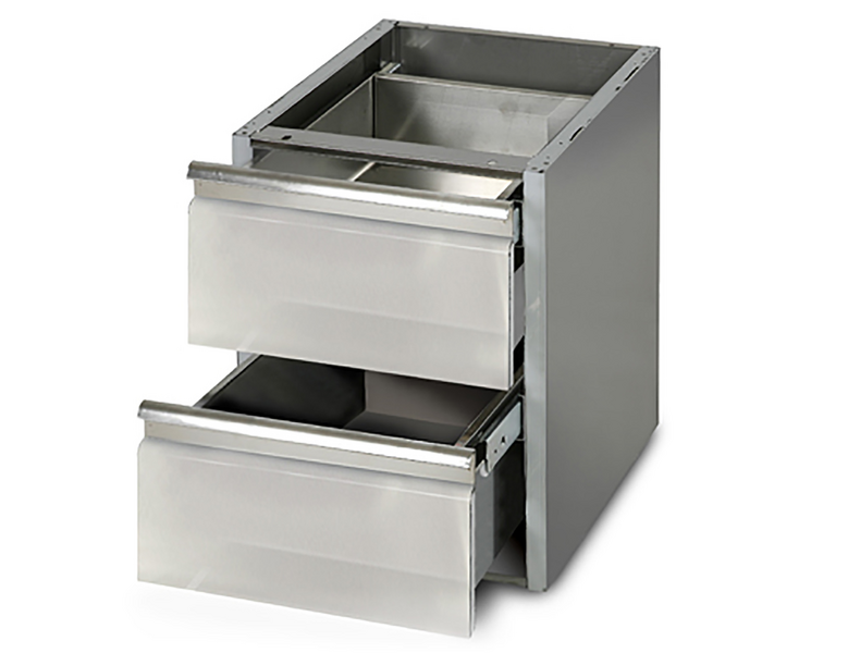 Cajón para mesa de acero Inox. PREMIUM 0,4 m - con 2 cajones - módulo de subestructura para la Acero inoxidable mesa de trabajo 700 de fondo