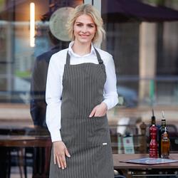 (6 pieces) KARLOWSKY | Carlo Bib Apron – Black - 70 x 90 cm - 100% Cotton - 2-Section Pocket