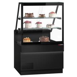 Koeltoonbank TORONTO - 1000x880mm - front zwart - dubbel glas - met 2 legborden - granieten werkblad