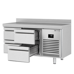Koelwerkbank Premium PLUS - 1468x600mm - met 4 laden & met achterwand