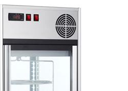 Vitrine réfrigérée 4 faces vitrées - 108L - 470mm - avec 4 étagères en verre - 1 porte vitrée - pour pâtisseries - Pour FR - Argent