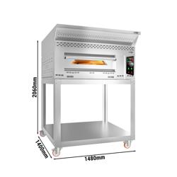 Gáz pizzasütő - 9x 34 cm - motorháztetővel, talppal és kerékkészlettel együtt