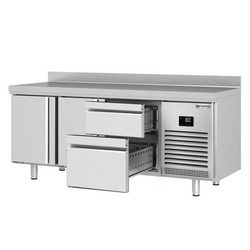 Koelwerkbank Premium PLUS - 1960x600mm - met 2 deuren, 2 laden & met achterwand