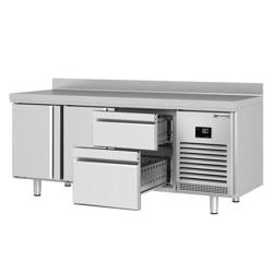 Kylbänk PREMIUM PLUS - 1960x600 mm - 385 l - Fläktkyla - med 2 dörrar - med 2 lådor - med bakkant