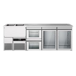 Barkoelkast PREMIUM - 2500x700mm - 2 glazen deuren & 2 laden