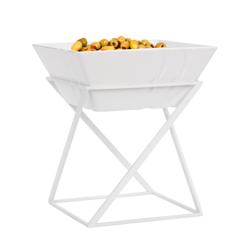 Stainless Steel Catering Buffet Stand with 1 Melamine Bowl – White - Square - 200 × 200 × 275 mm