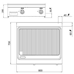 Commercial Electric Griddle - 9.6kW - Ribbed Plate