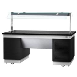 Soğuk Servis Ünitesi DUBLIN - 2000mm - Soğutmalı Üst Plakalı - Camlı - Tekerlekli - Siyah