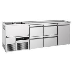 Comptoir de bar réfrigéré PREMIUM - 2500x700mm - 1 porte & 4 tiroirs        
