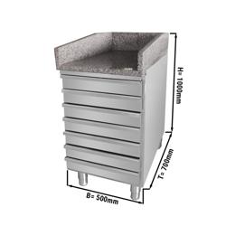 Tejghea casă de marcat din oțel inoxidabil & 7 sertare - 500x700 mm