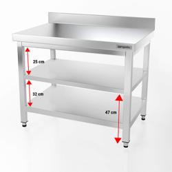 Edelstahl Arbeitstisch PREMIUM - 1000x600mm - mit Grundboden & Aufkantung