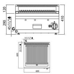 Gas lavasteengrill - 8kW - 600mm - 0,6x0,6m - Tafelmodel - RVS