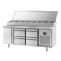 Mesa de preparação refrigerada - 1960x600mm - com 1 porta & 4 gavetas - para 11x GN 1/4