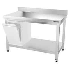 Työpöytä PREMIUM ruostumattomasta teräksestä - 1200x800mm - pohjalla, jalustalla ja kannattimilla 