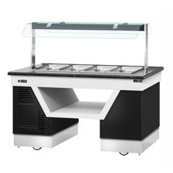 Banco buffet freddo BELFAST - 1600 mm - con vasca refrigerata e ruote - per 4 GN 1/1