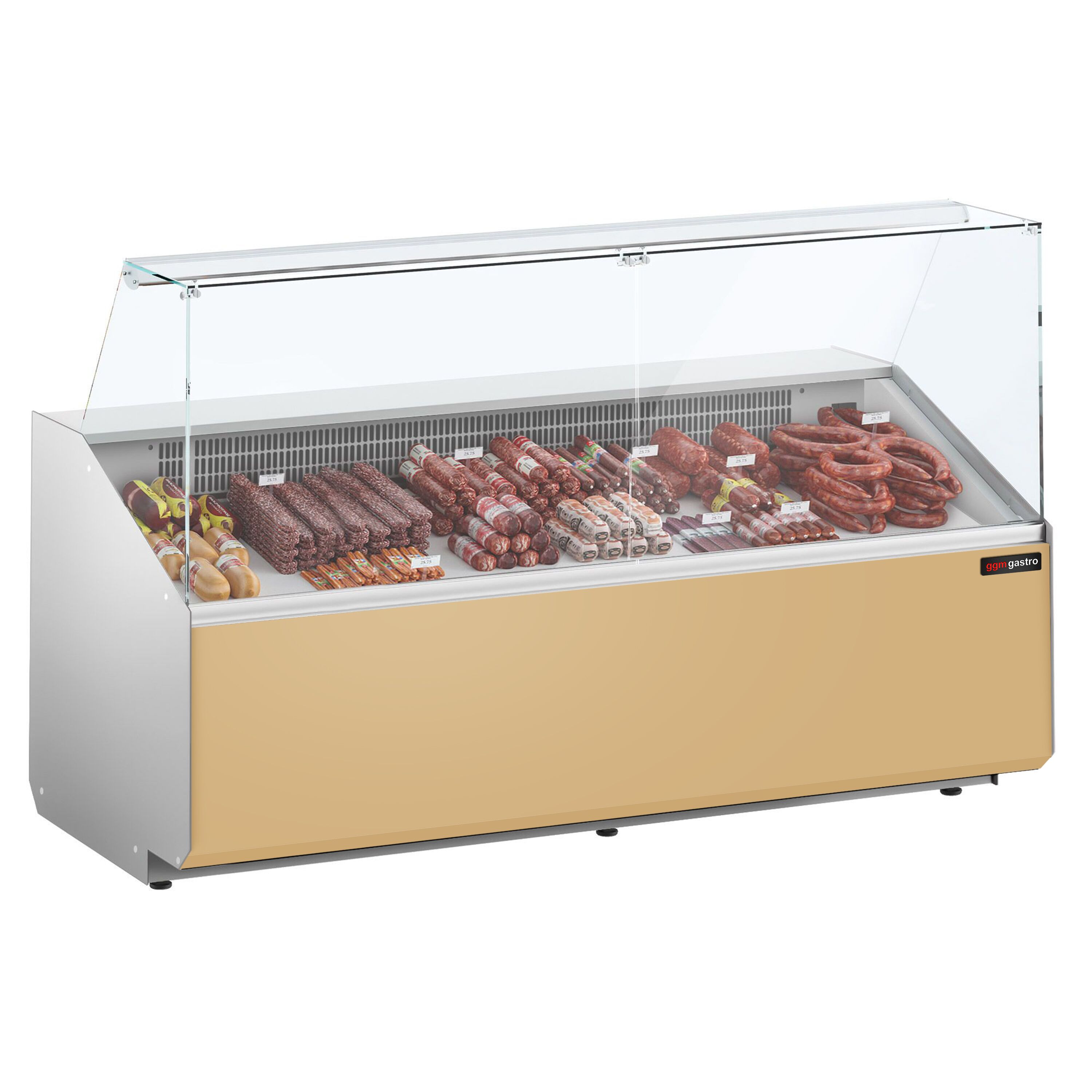 Comptoir vitrine réfrigérée - 2506x979mm - +2/+6°C - 512L - Façade beige - 4 portes