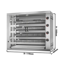 Kaasu broilerigrilli - 23,6 kW - 4 vartaalla jopa 24 broileria varten	