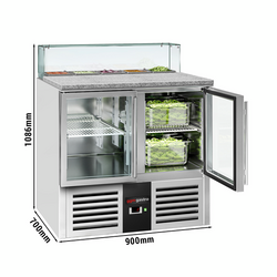 Saladette PREMIUM - 900mm - 2 glazen deuren - met glazen opzetstuk voor 5x GN 1/6