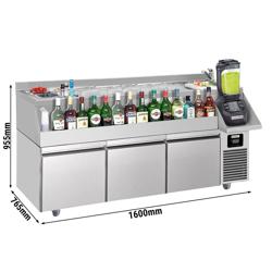 Bár/italhűtőasztal - 1,6 x 0,6 m - 235 liter - 3 fiókkal 1/1 és polcokkal