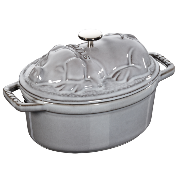 STAUB | LA COCOTTE - Güveç - Domuz kapaklı - oval - 170mm - Dökme demir - Grafit gri