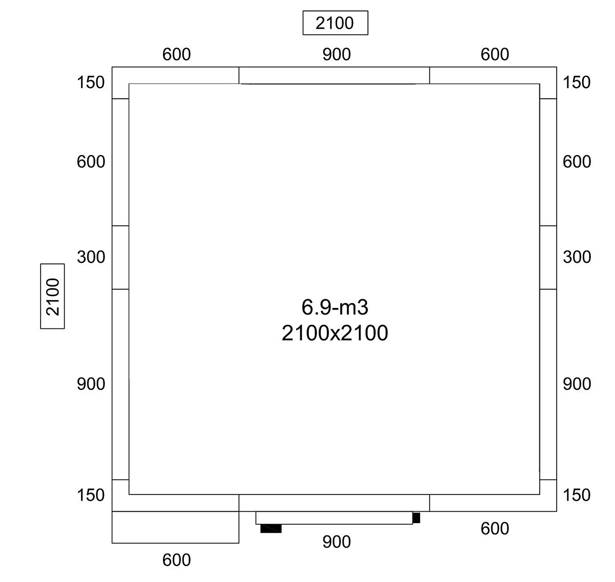 Stainless steel Cold Room Chiller - 2100x2100mm - 6.9m³