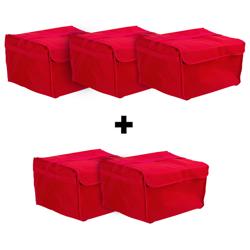 (5 pcs) Sac à pizza / Sac isotherme - pour 8 (par sac) grandes pizzas familiales - 60x40cm - Rouge