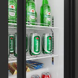 Barkoelkast - 1350mm - 320Liter - met 3 glazen schuifdeuren - Zwart