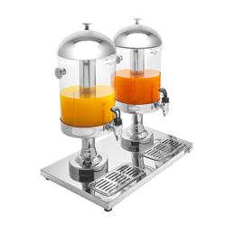 Commercial Ice‑Cooled Juice Dispenser 2×7.5 Litres – Stainless Look & Plexiglas - Twin Tank