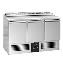 Саладетта PREMIUM - 1365 мм - 3 двери - доступ к 7x GN 1/3 - стеклянная крышка