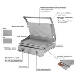 ROBAND | Contactgrill | Hamburger grill - 3.1 kW - bovenzijde Gegroefd & onderzijde Glad - Grilloppervlak: 500x275mm