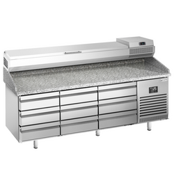 Pizzakylbänk PREMIUM PLUS - 1980x700mm - 9 lådor - inkl. kylränna - 9x GN 1/4
