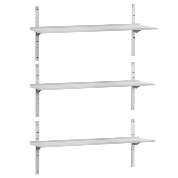 Étagère murale ECO en inox - 1800 × 300 mm - avec 3 étages