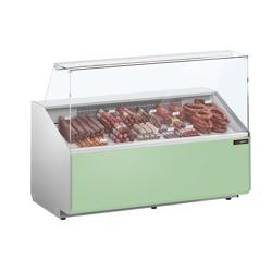Banco gastronomia professionale - 1568x979mm - Statica - 324 L - Vetro dritto - Colore Grigio scuro - Pannello frontale Hellgrün