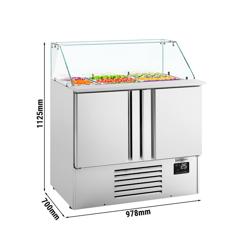 Saladette réfrigérée PREMIUM PLUS - 978mm - 230L - 2 portes - avec vitrine de comptoir pour 6x GN 1/3 & Couvercle inox & 3x GN 1/6