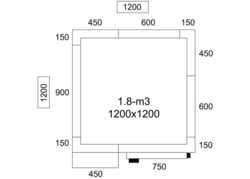 Ψυγείο Θάλαμος ανοξείδωτος Χάλυβας - 1200x1200 χλσ. - 1,8 μ³ - συμπ. Μονάδα Ψύξης