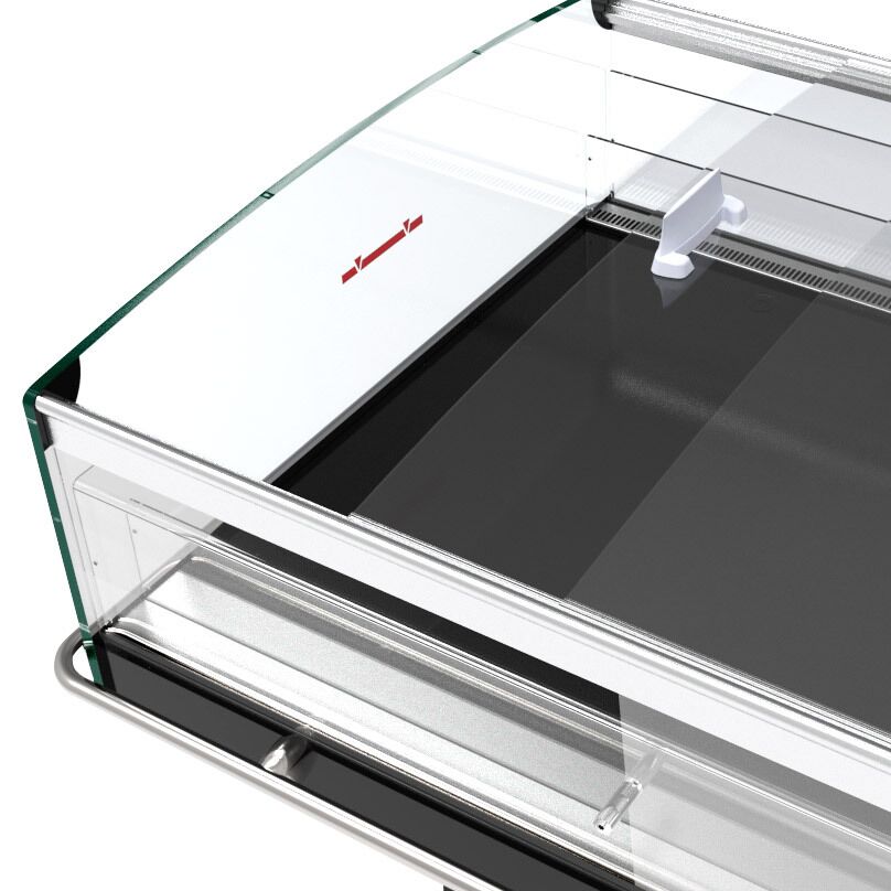 Îlot réfrigéré - 1380x1173mm - 1310 L - à portes coulissantes en verre - Noir